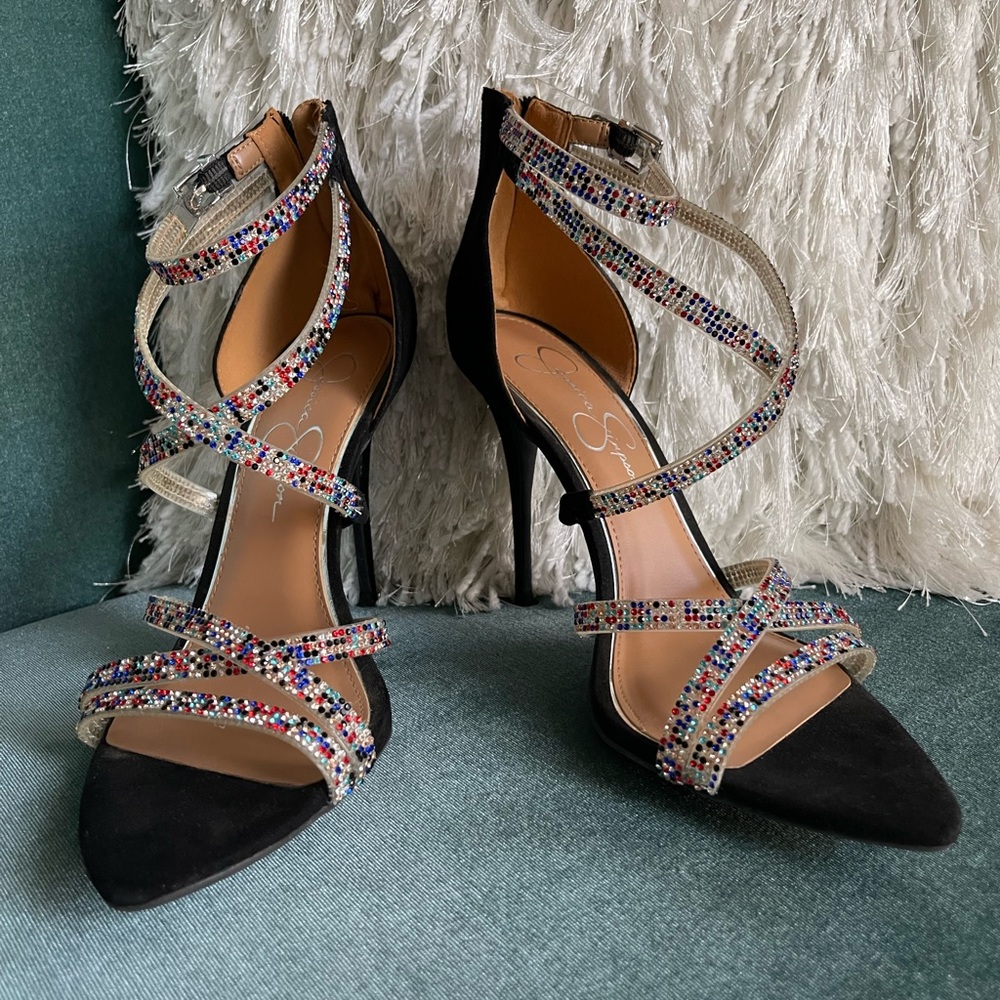 Jessica simply multi color strappy heels. Great condition.
